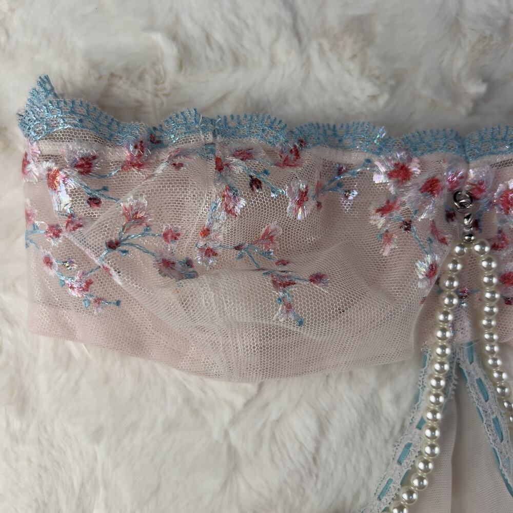 Victoria’s Secret Very Sexy Cherry Blossom Embroidered Mesh Teddy Pink Sz.M NWT - Picture 4 of 7